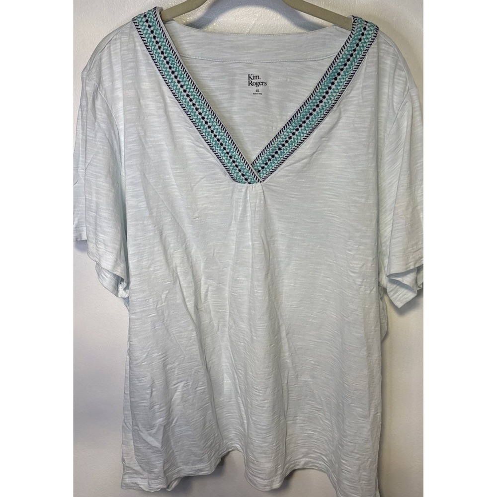 Kim Rogers Women's XXL Perfectly‎ Soft V Neck Tee 3/4 Sleeve 100% Cotton